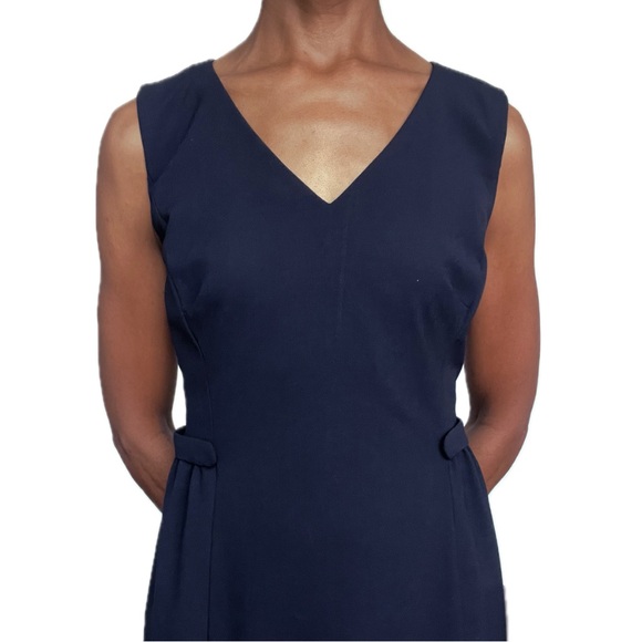 LAFAYETTE 148 || SIZE: 8 || NAVY BLUE || SLEEVELESS MIDI DRESS - Picture 3 of 7